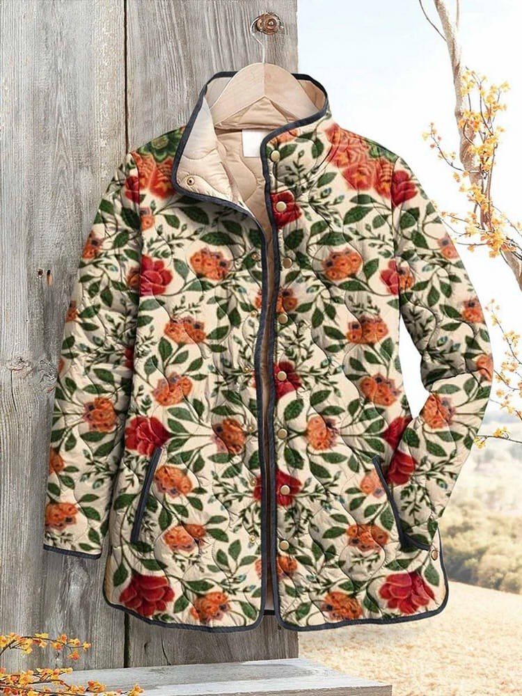 Floral Casual Printing Padded Jacket