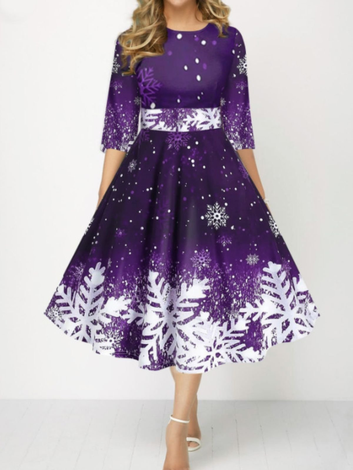Crew Neck Christmas Sexy Regular Fit Dress With No