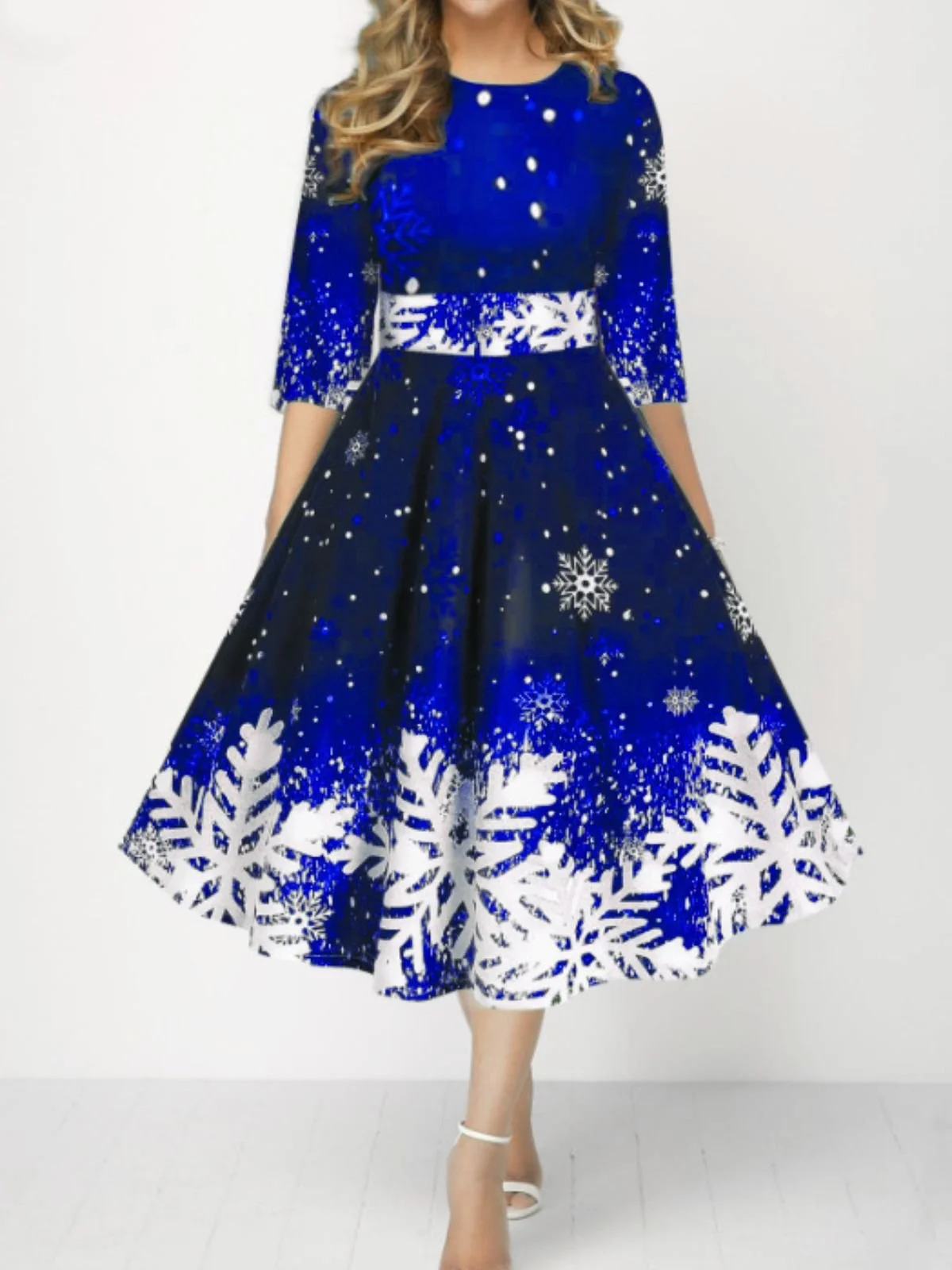 Crew Neck Christmas Sexy Regular Fit Dress With No