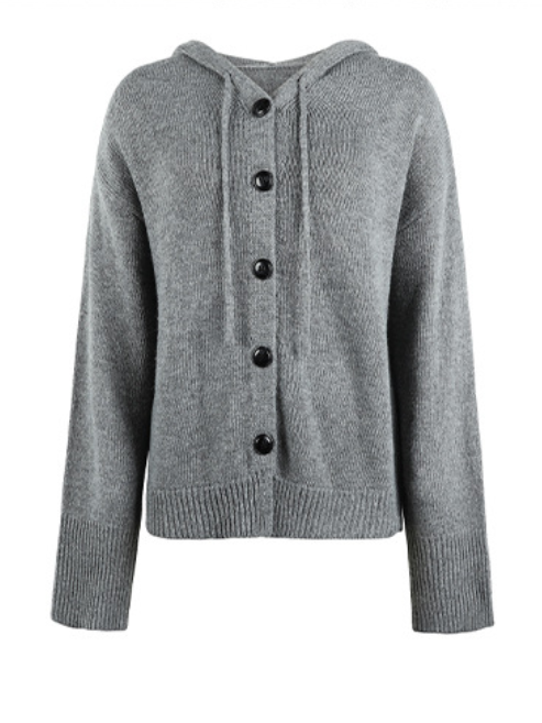 Split Joint Lady Romance Cotton Solid Color Hooded Single-breasted Cross-border Sweater Women 2025 Autumn And Winter New Drawstring Knitted Cardigan Jacket