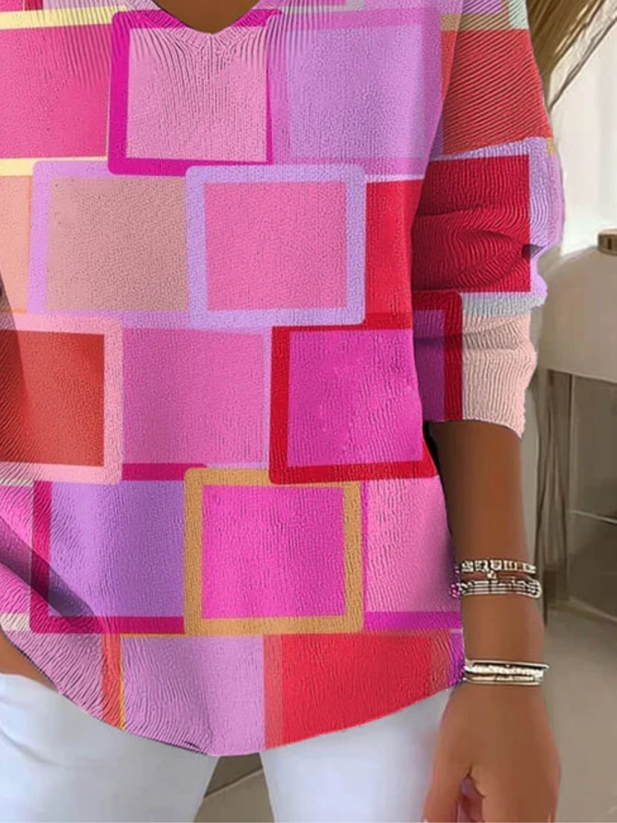 Painting V Neck Casual Regular Fit Sweater