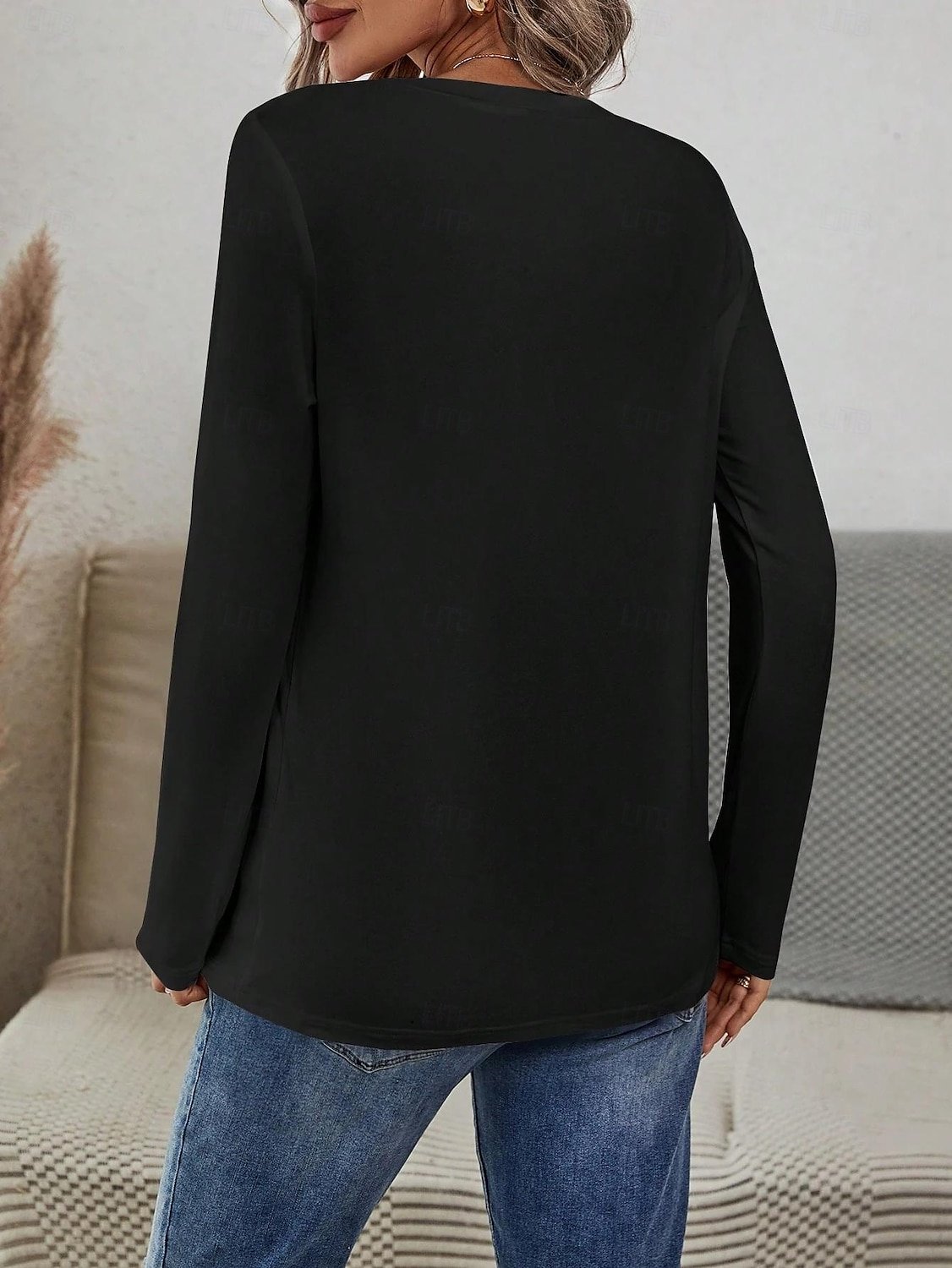 Halloween Women's T shirt Long Sleeve Graphic Letter Witch Vintage