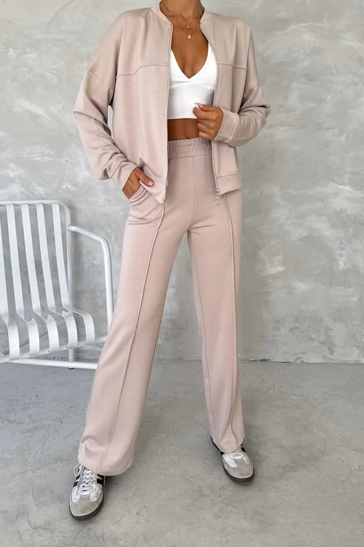 Casual Stand Collar Regular Fit Two-Piece Set