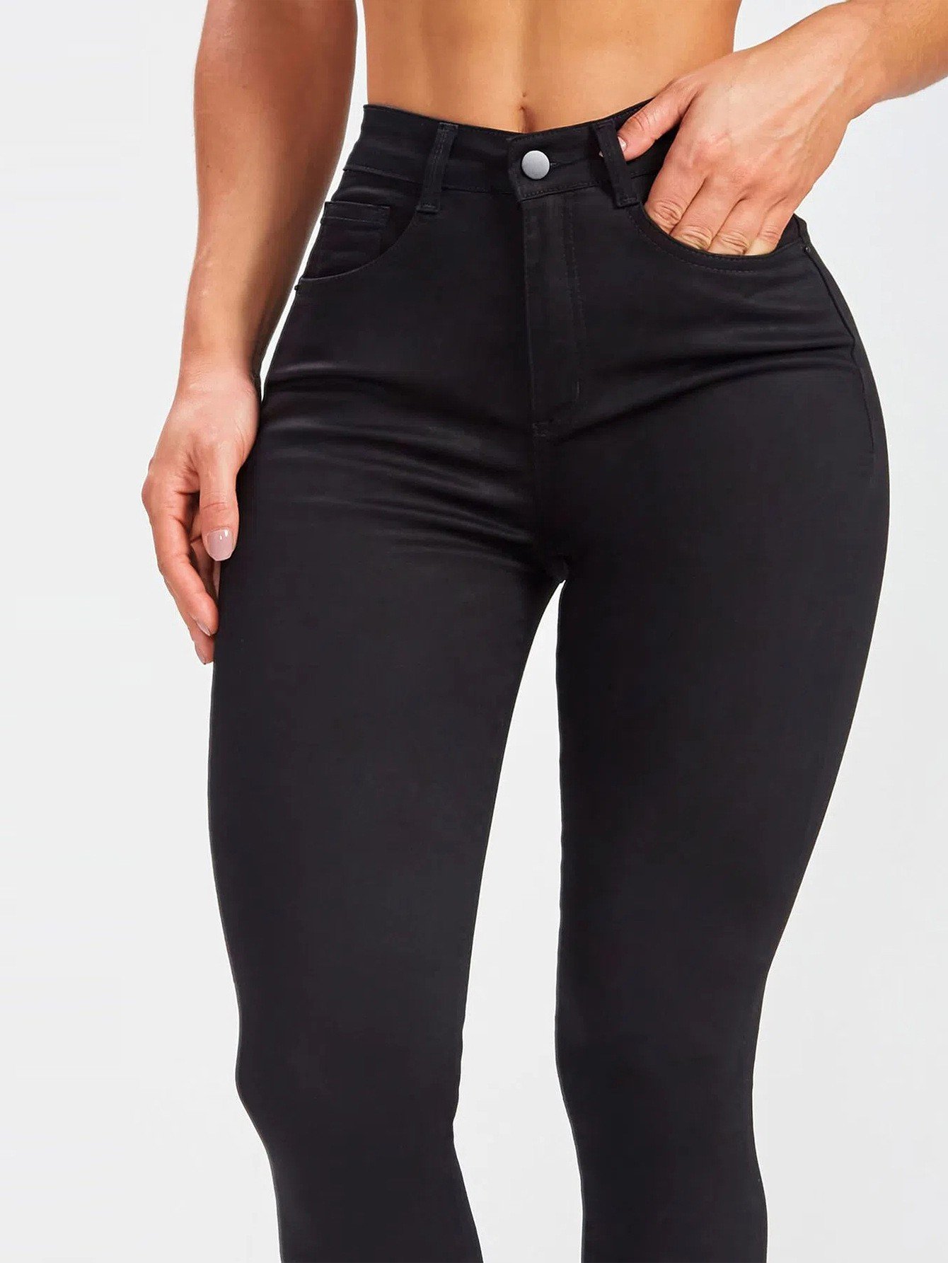 Women's Mid-Rise Slim-Fit Stretch Black Skinny Jeans