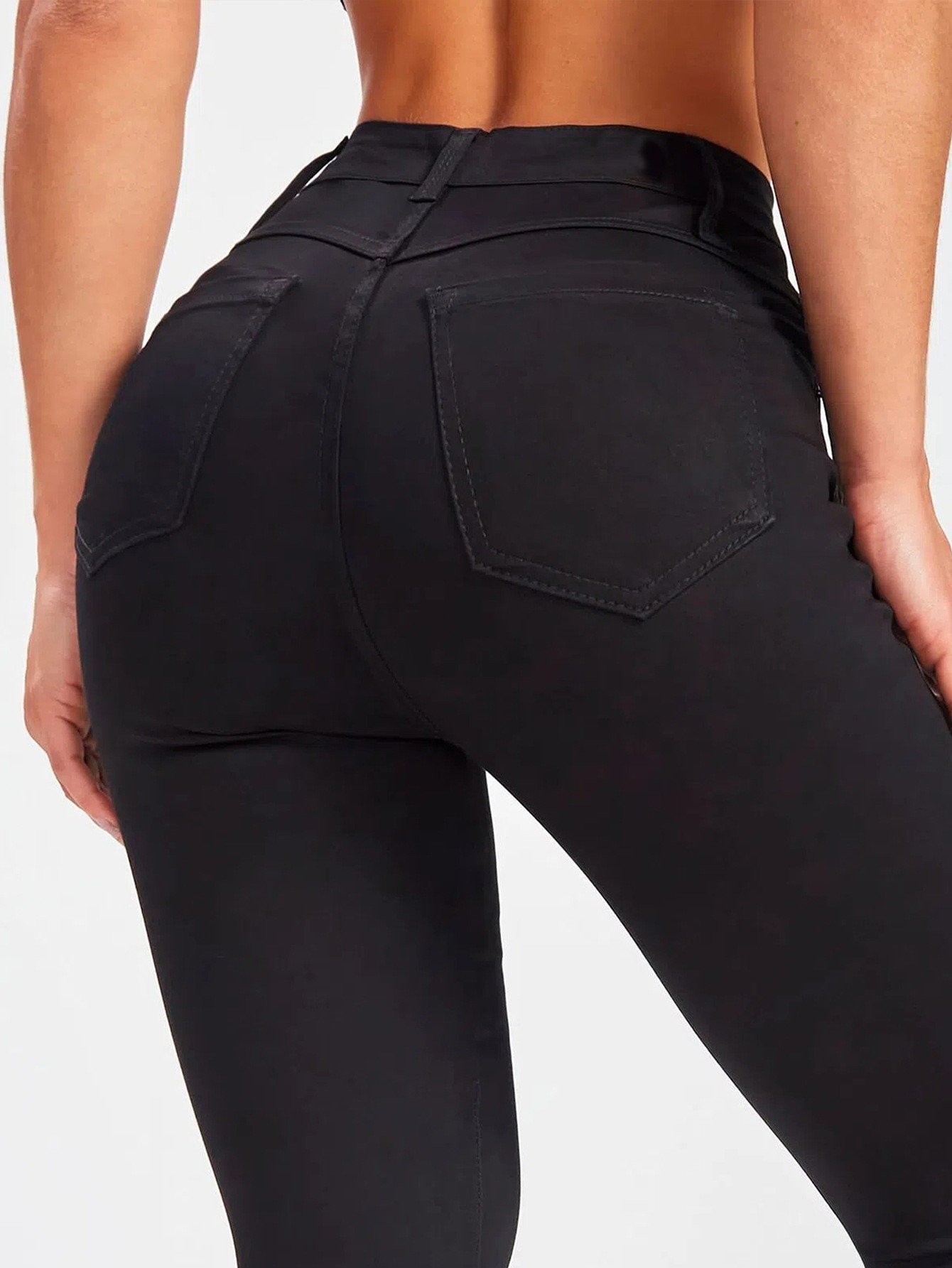 Women's Mid-Rise Slim-Fit Stretch Black Skinny Jeans