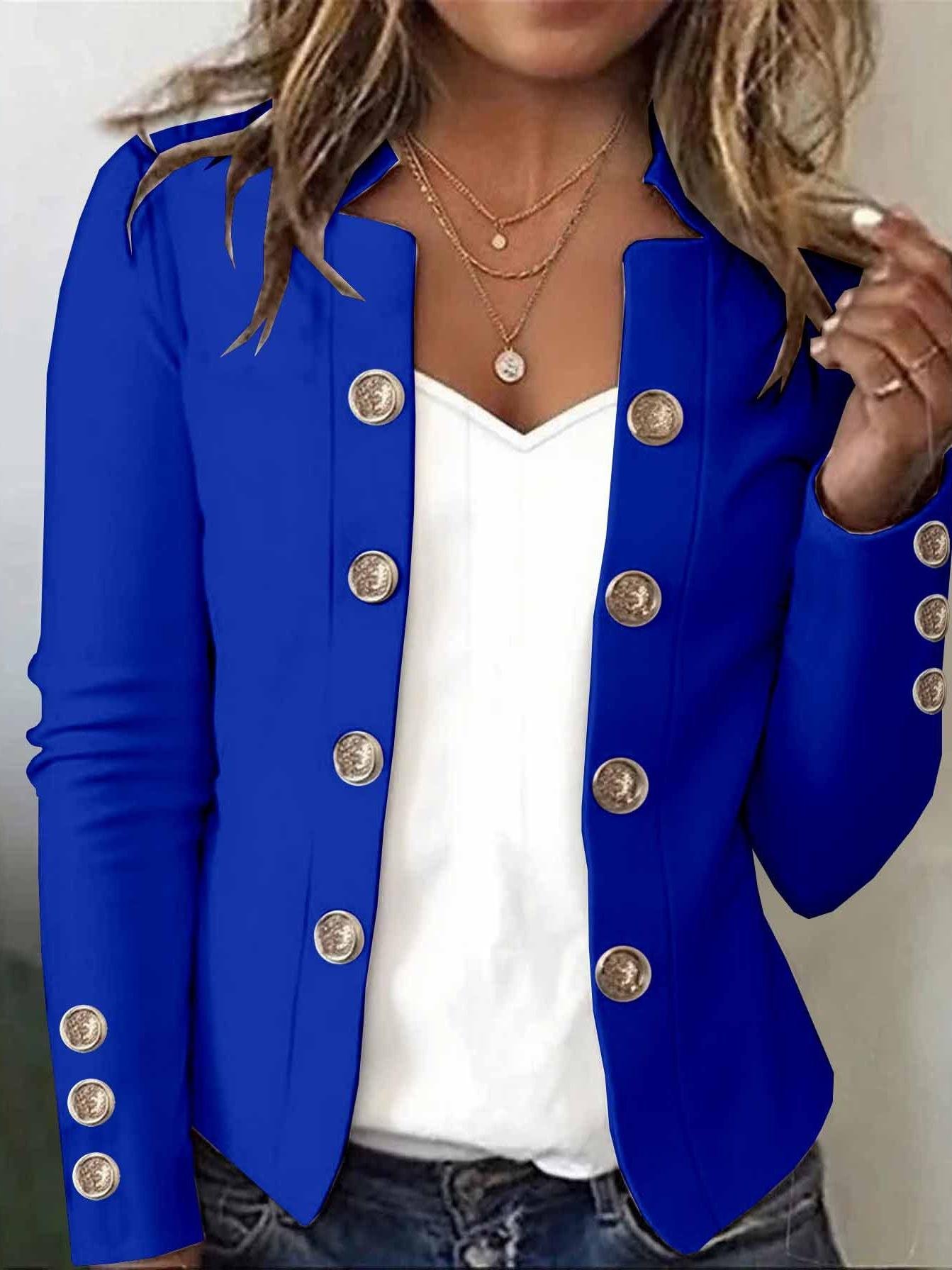 Women's Long-Sleeved Autumn And Winter Button-Down Blazer