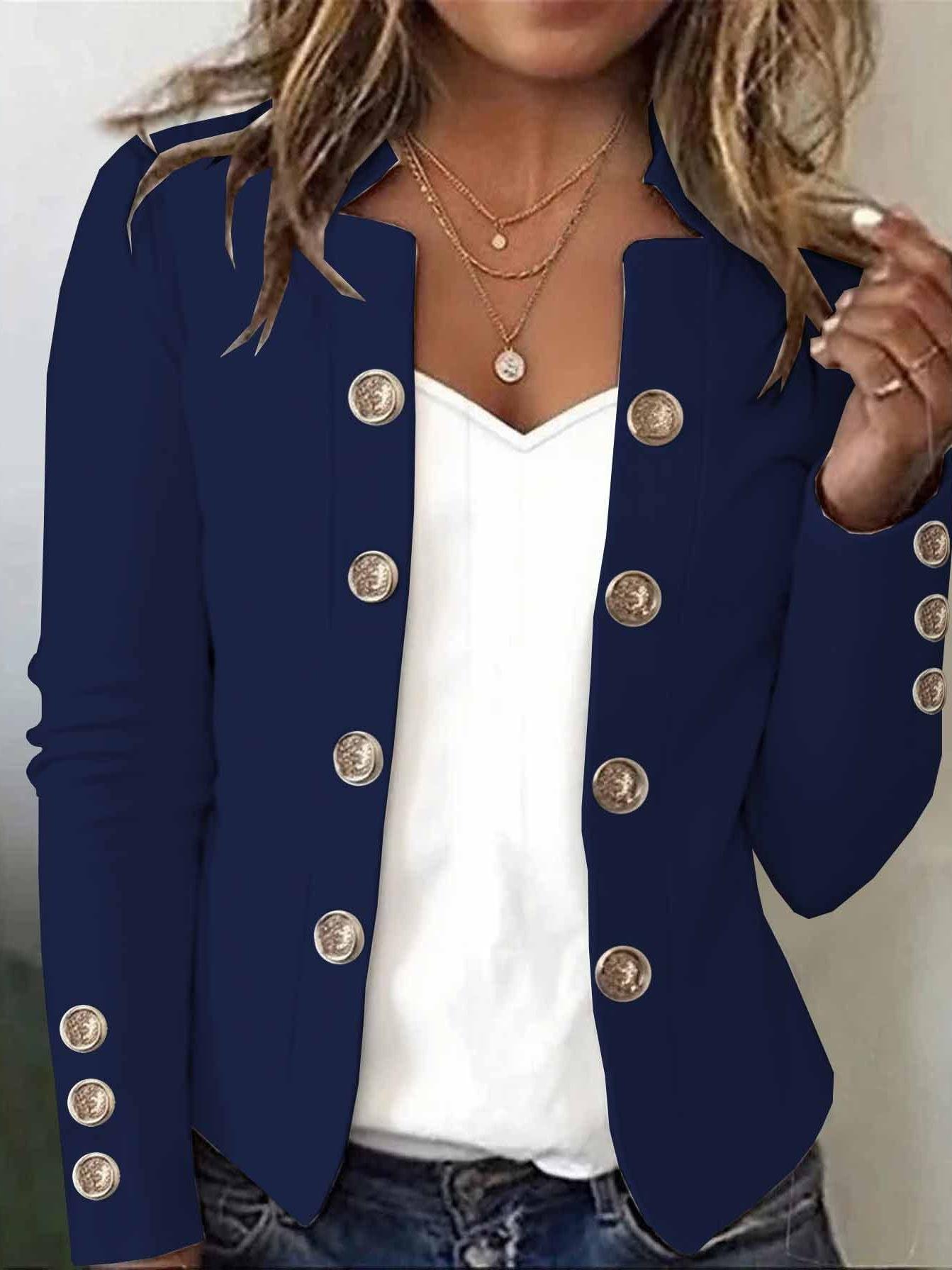 Women's Long-Sleeved Autumn And Winter Button-Down Blazer