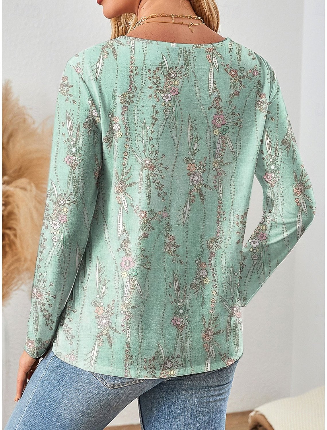 Women's T Shirt Floral Graphic Plants Vintage Stylish Classic Long Sleeve Crew Neck Regular Tops