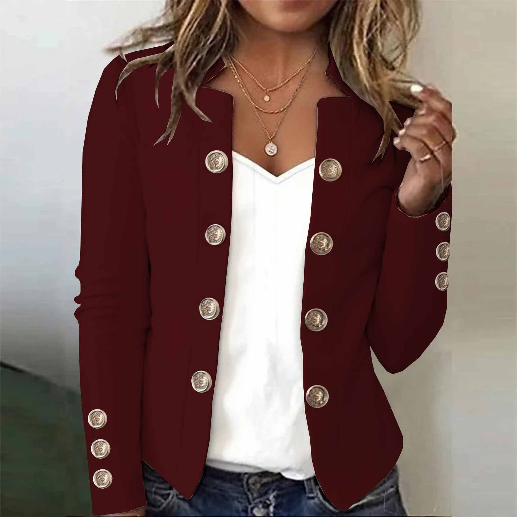 Women's Long-Sleeved Autumn And Winter Button-Down Blazer