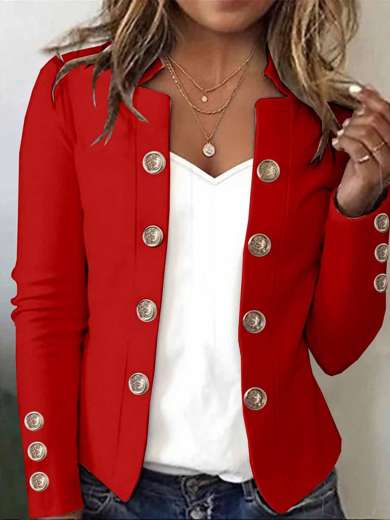 Women's Long-Sleeved Autumn And Winter Button-Down Blazer