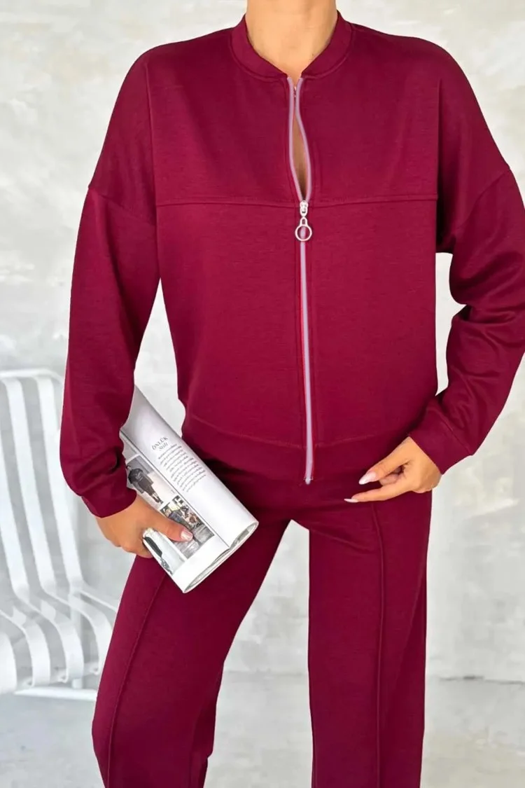 Casual Stand Collar Regular Fit Two-Piece Set