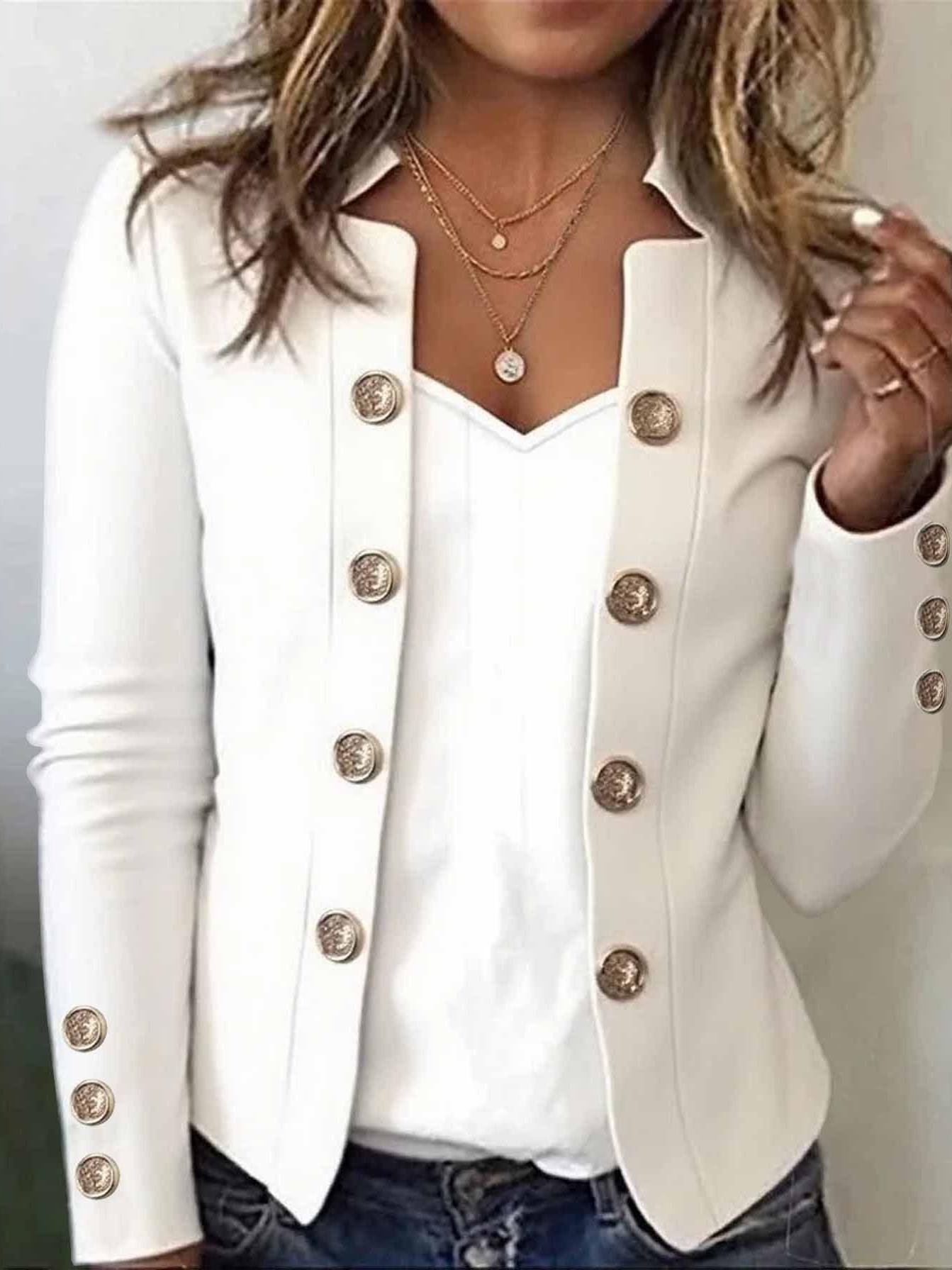 Women's Long-Sleeved Autumn And Winter Button-Down Blazer