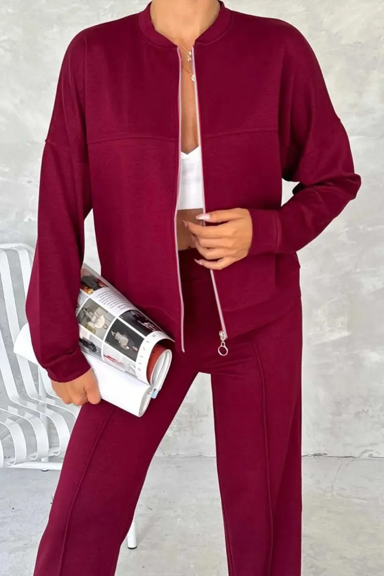 Casual Stand Collar Regular Fit Two-Piece Set