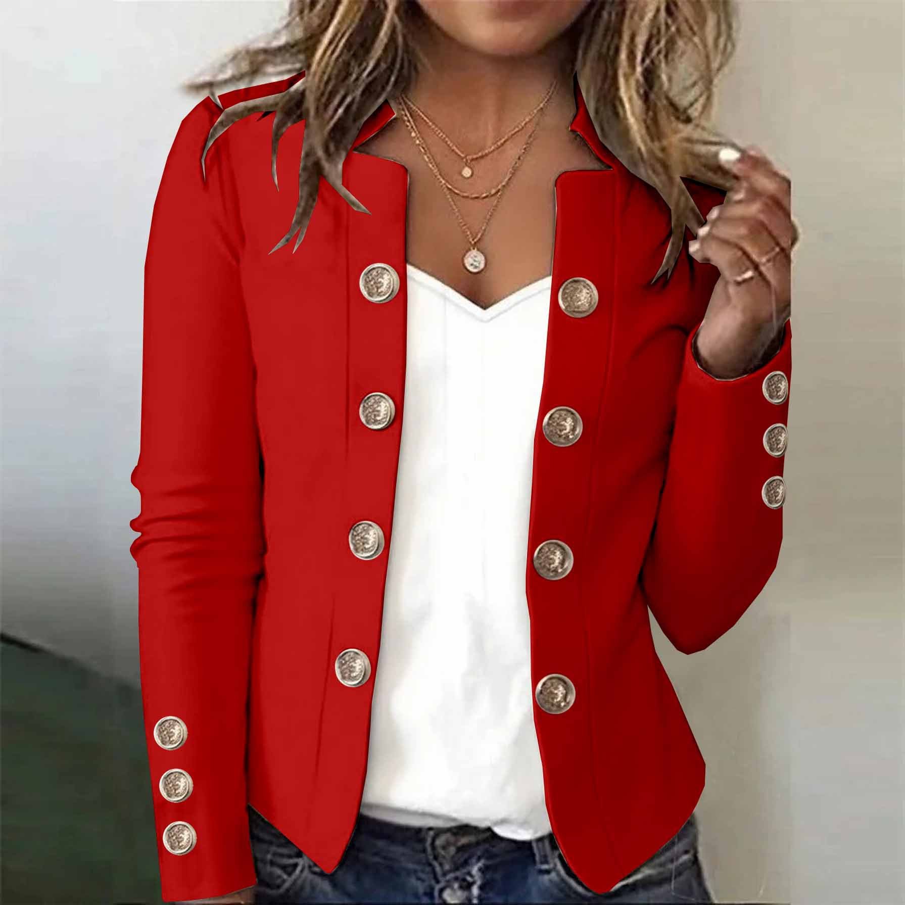 Women's Long-Sleeved Autumn And Winter Button-Down Blazer