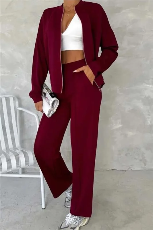 Casual Stand Collar Regular Fit Two-Piece Set