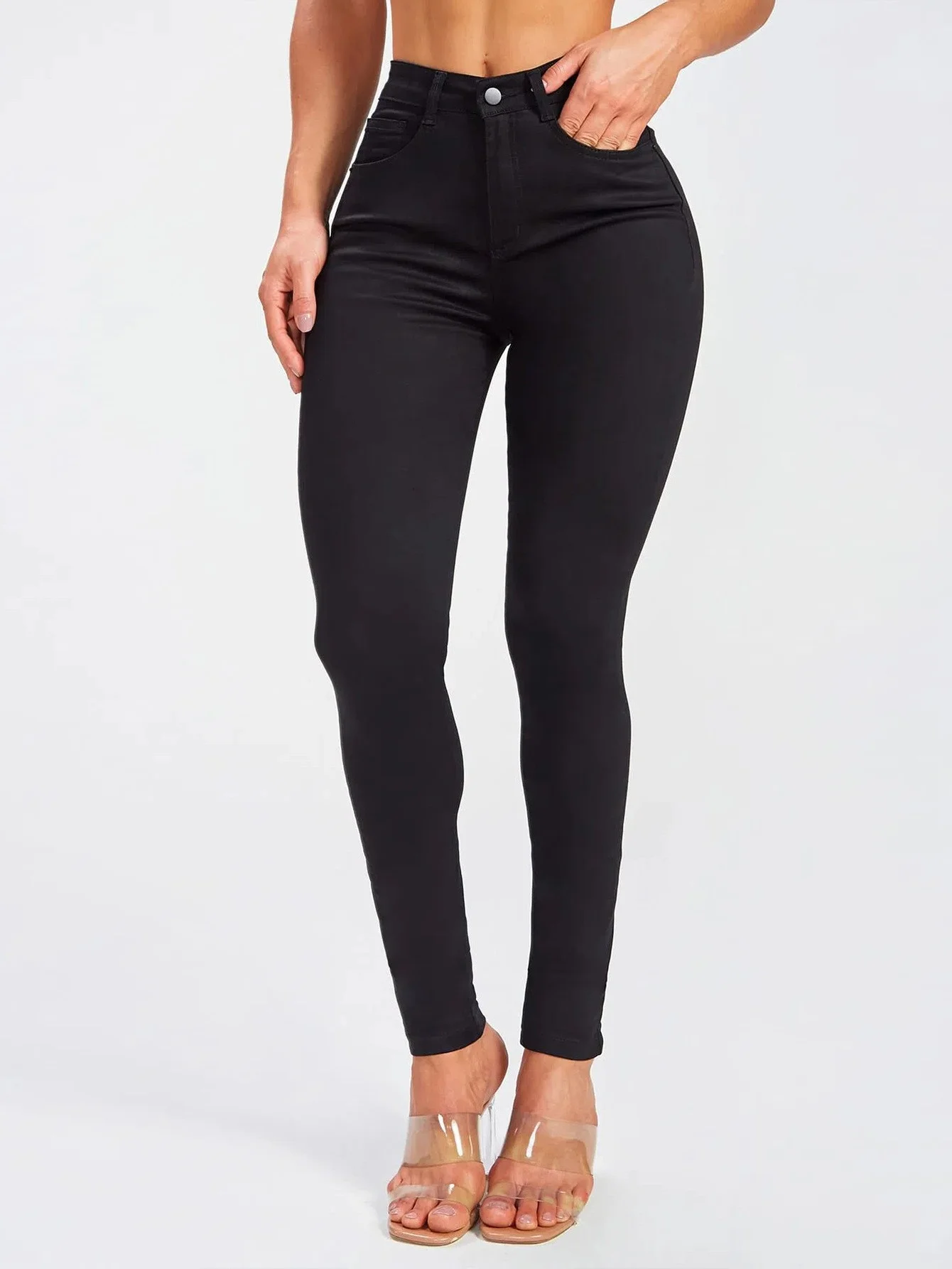 Women's Mid-Rise Slim-Fit Stretch Black Skinny Jeans