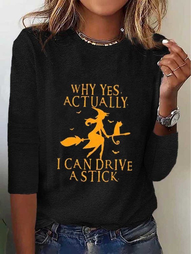 Women's Halloween Graphic T-Shirt Retro Fashion Classic Long Sleeve Crew Neck Regular Top