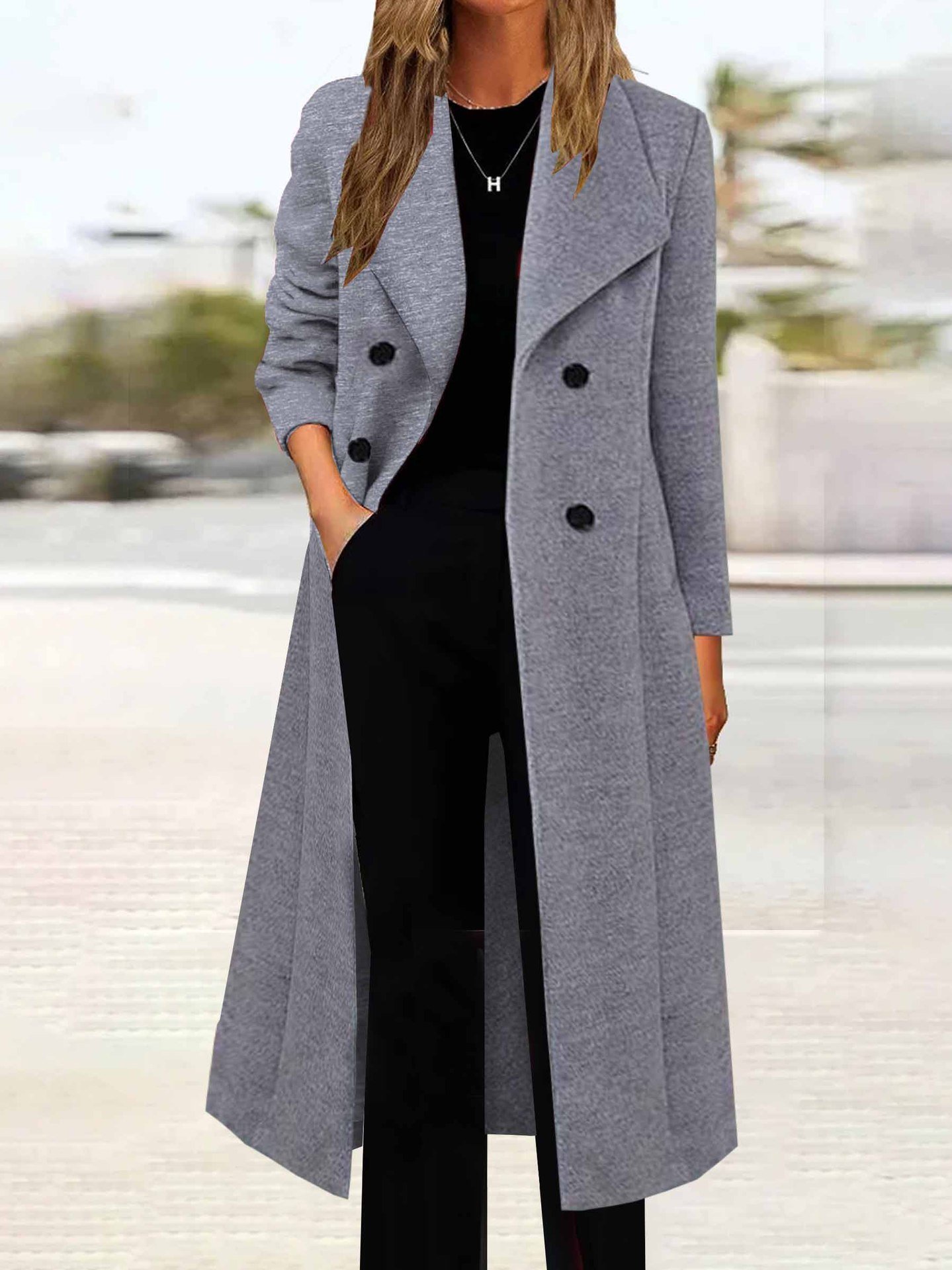 Women's Autumn And Winter Double-Breasted Long-Sleeved Coat