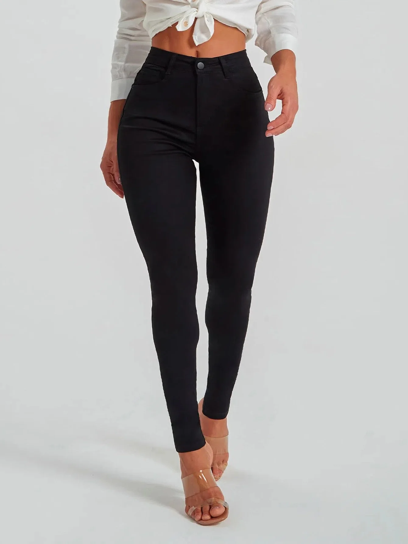Women's Mid-Rise Slim-Fit Stretch Black Skinny Jeans
