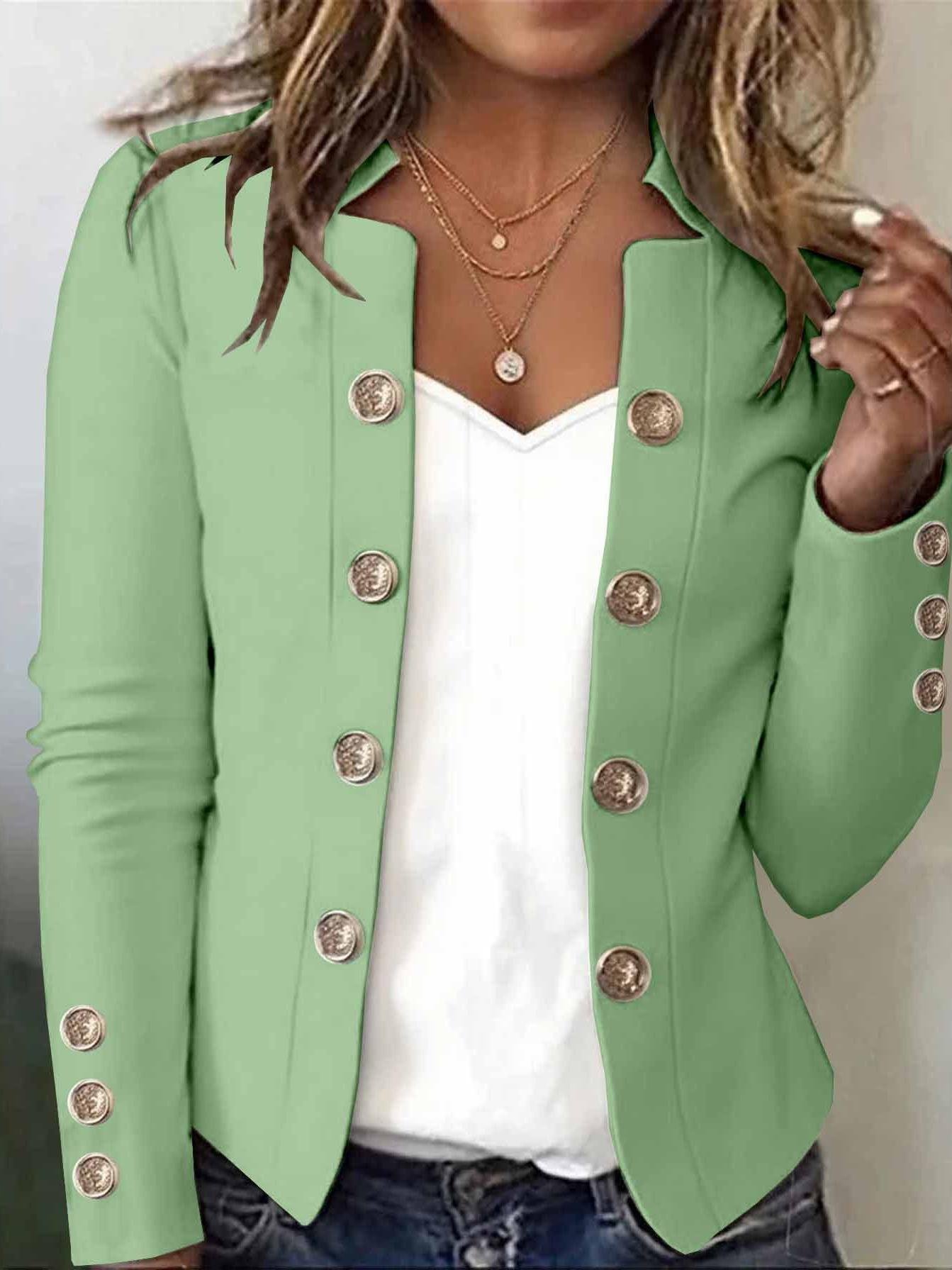 Women's Long-Sleeved Autumn And Winter Button-Down Blazer