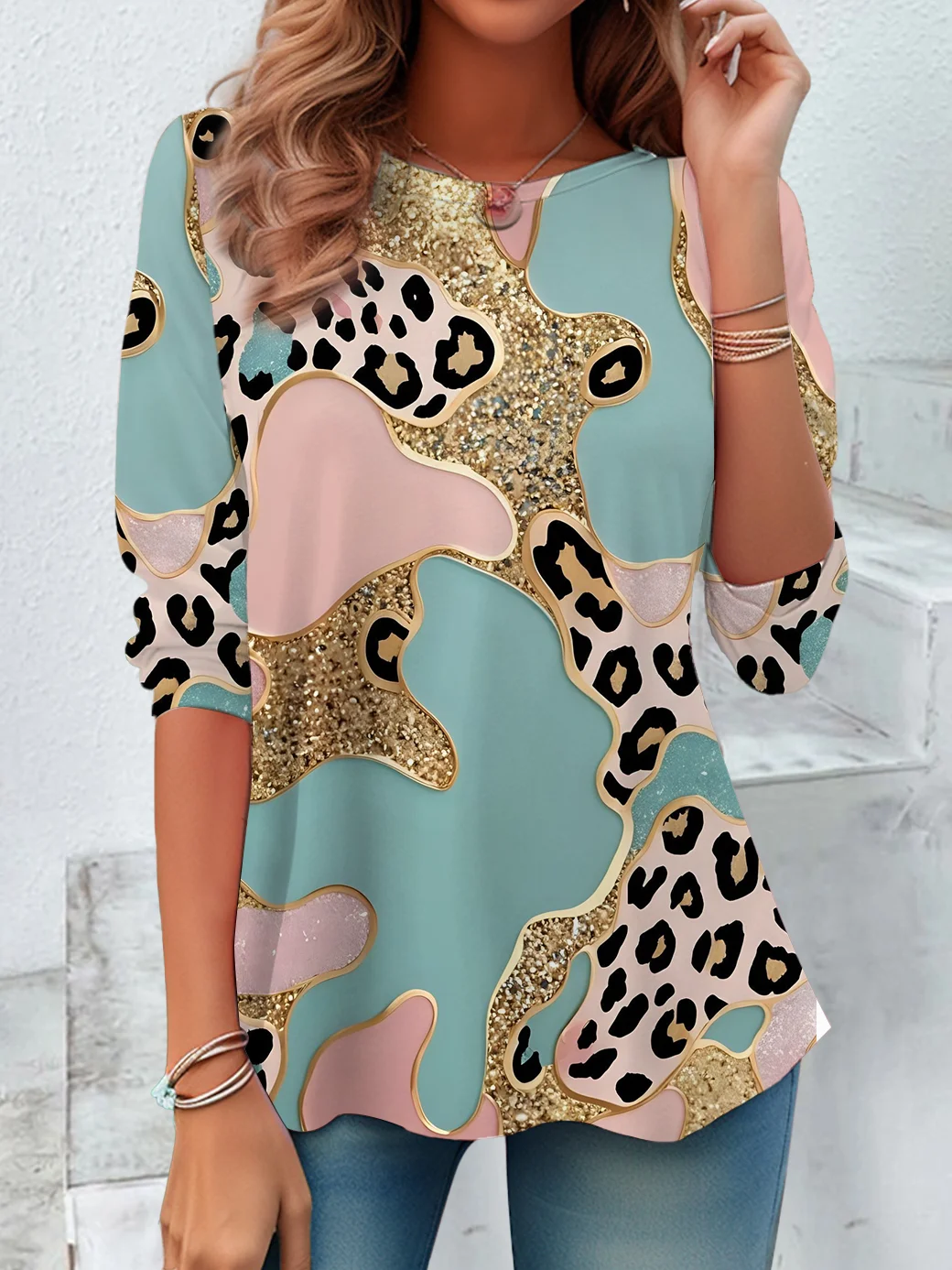 Women's Casual Long Sleeve Crew Neck Tunic T-Shirt