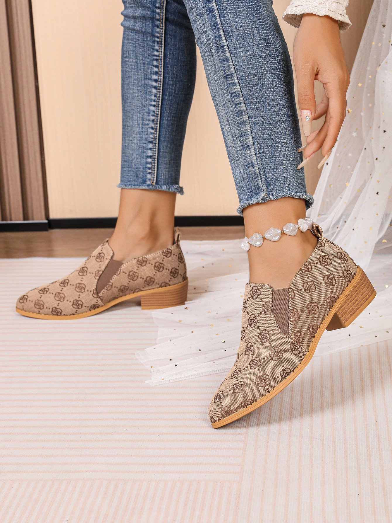 Geometric Leather All Season Casual Shallow Shoes