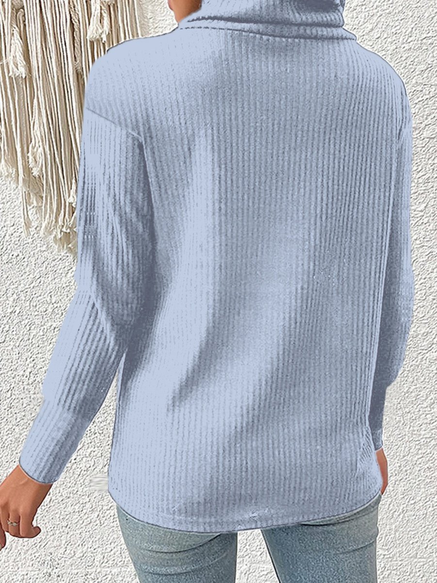 Street Chemical Fiber Blend Plain Sweater