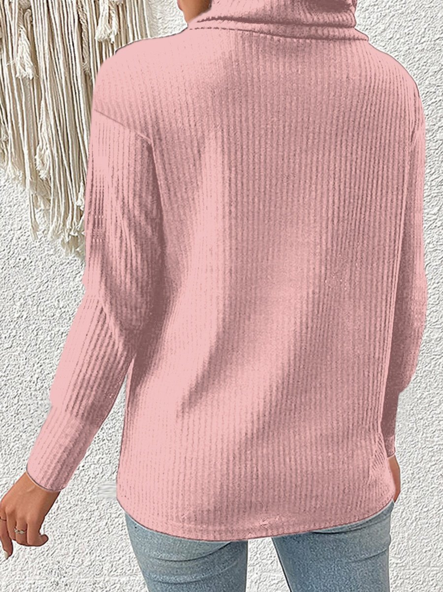 Street Chemical Fiber Blend Plain Sweater