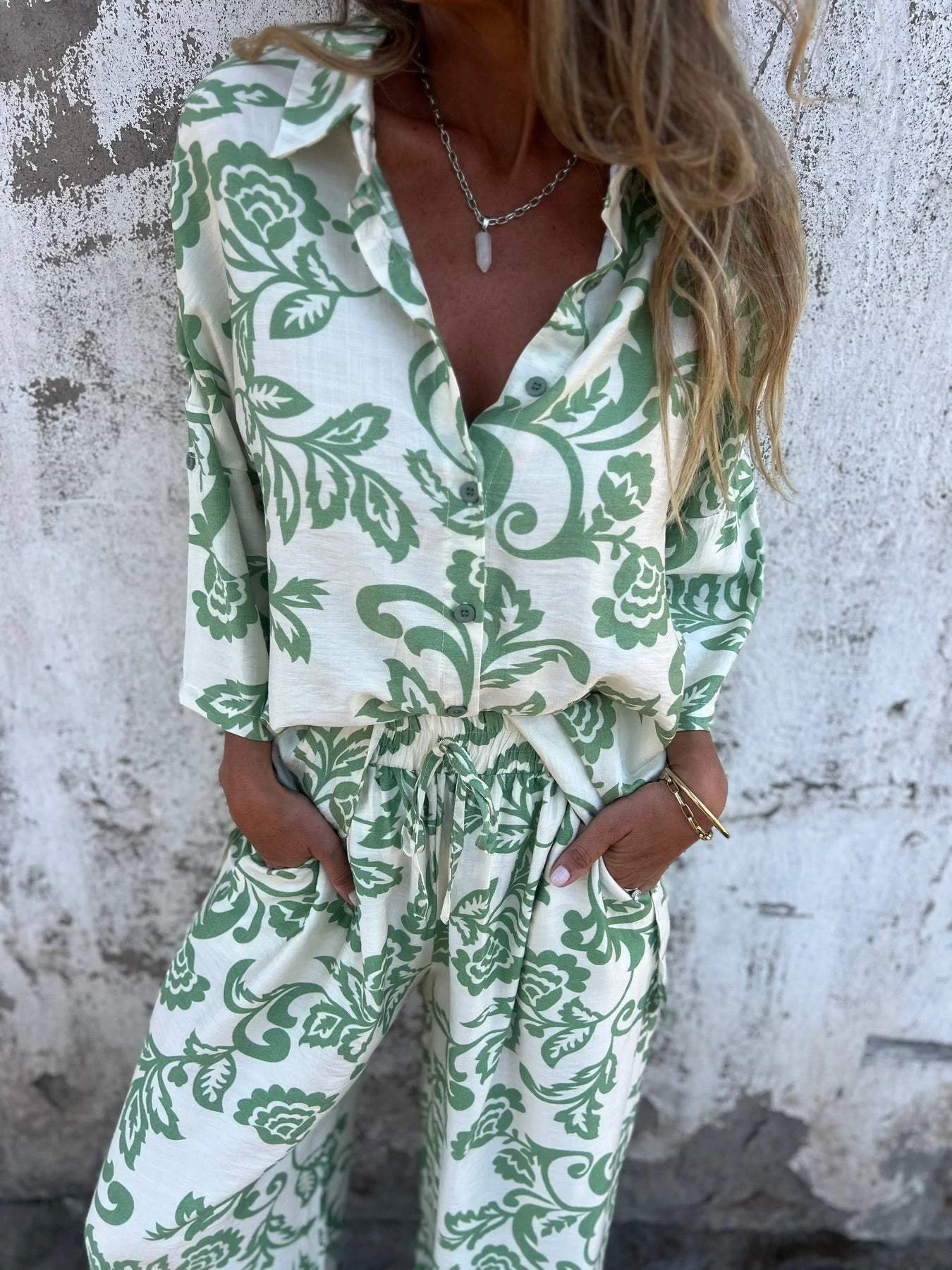 Women's Adjustable Strap Floral Daily Going Out Two-Piece Set Black-white Casual Spring/Fall Top With Pants Matching Set