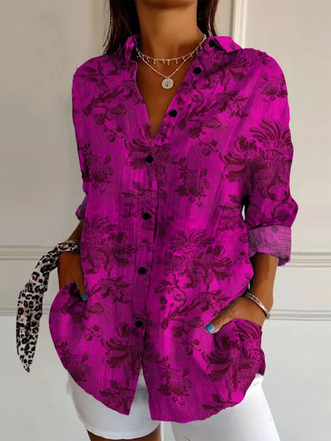Casual Four-Side Projectile Shawl Collar Loose Shirt