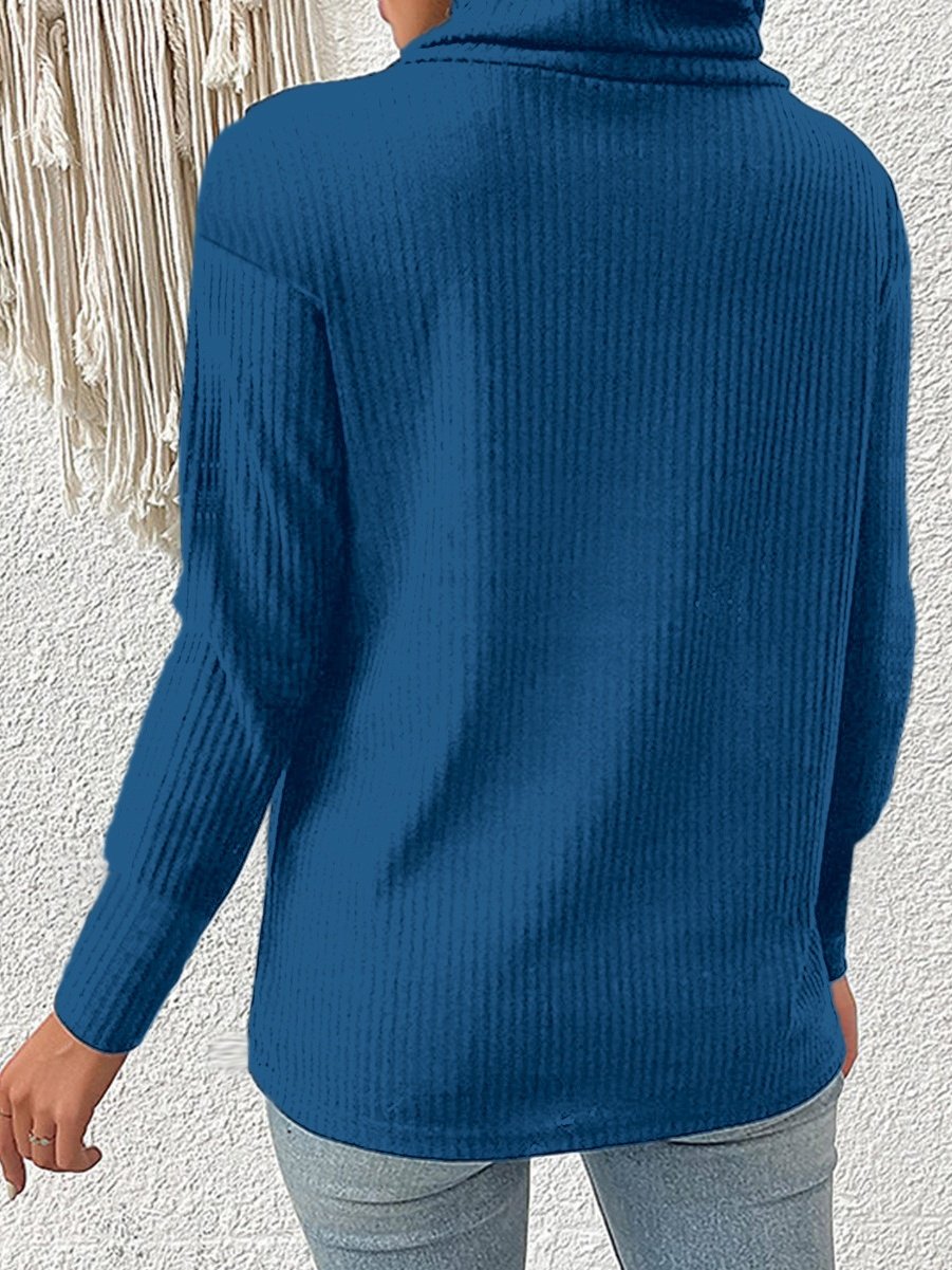 Street Chemical Fiber Blend Plain Sweater