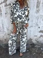 Women's Adjustable Strap Floral Daily Going Out Two-Piece Set Black-white Casual Spring/Fall Top With Pants Matching Set