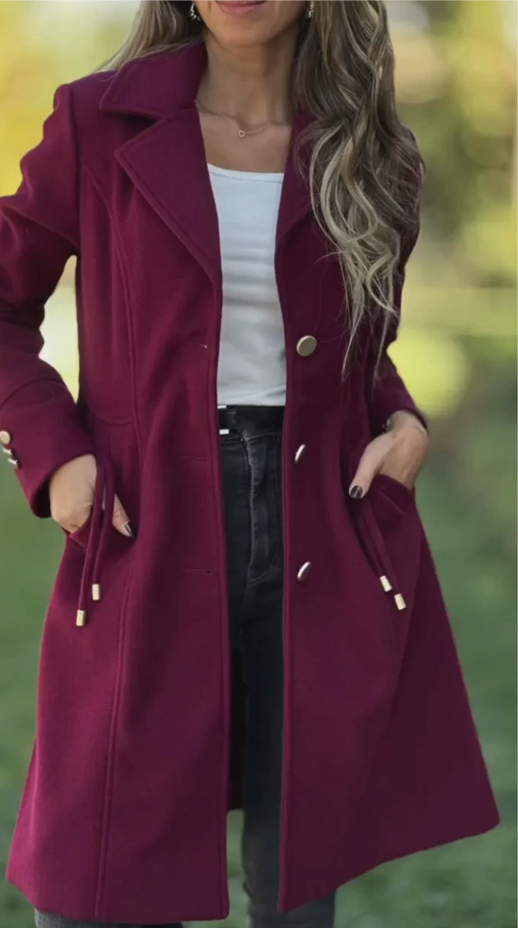 Casual Plain Shawl Collar Trench Coat