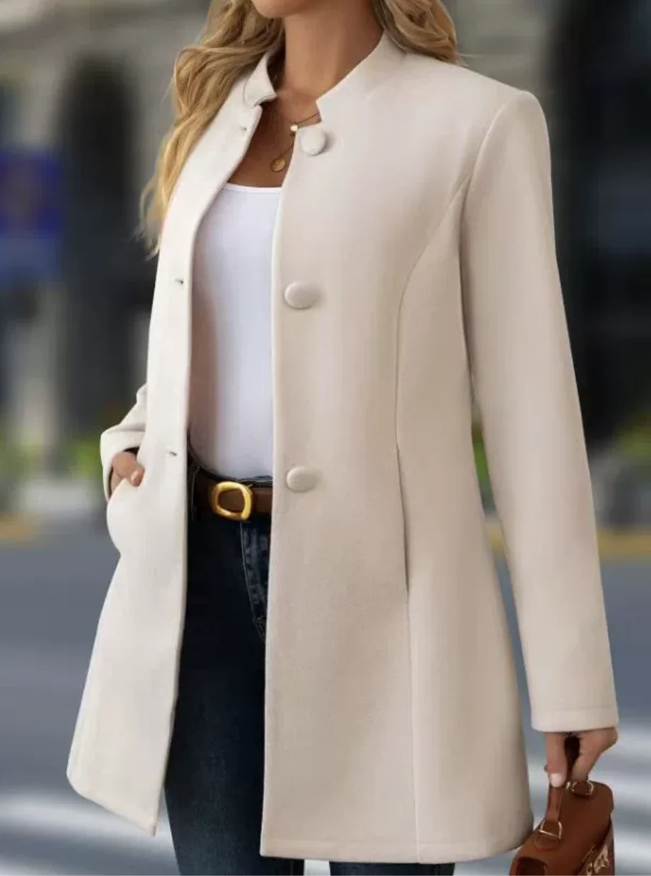 Plain Shawl Collar Regular Fit Casual Trench Coat