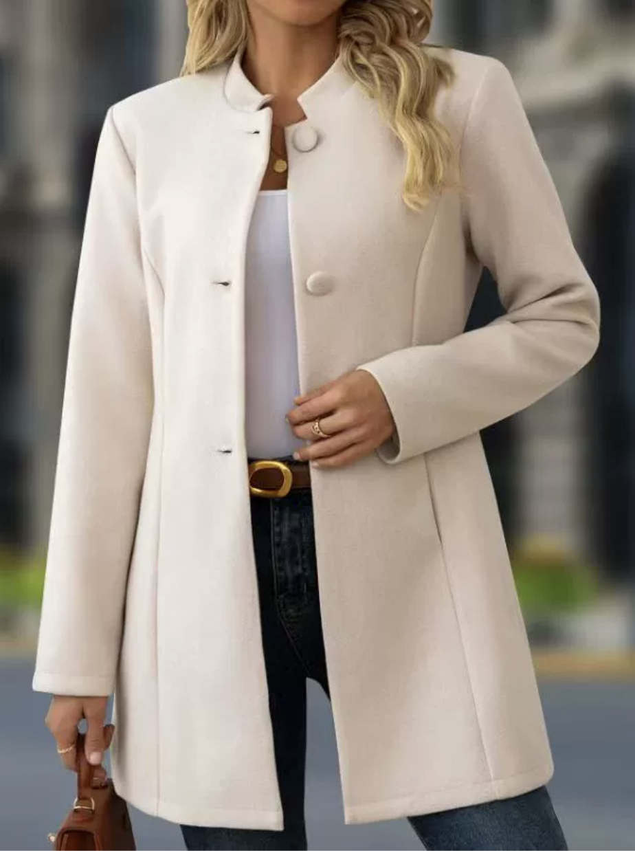 Plain Shawl Collar Regular Fit Casual Trench Coat