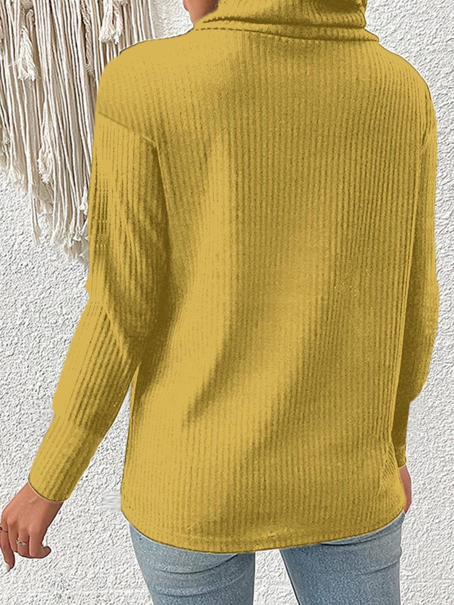 Street Chemical Fiber Blend Plain Sweater