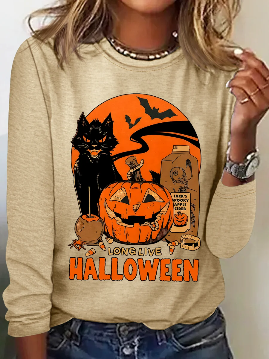 Women's Vintage Halloween Horror Season Long Sleeve T-Shirt