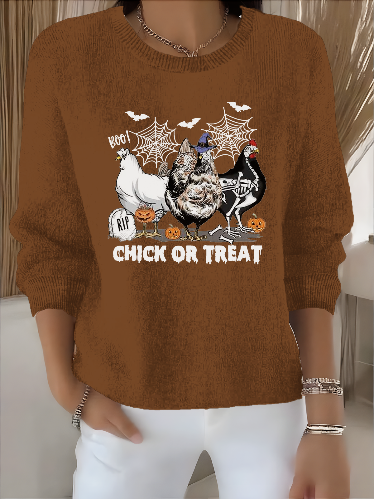 Women's Autumn and Winter Festive Patterned Pullover Tops