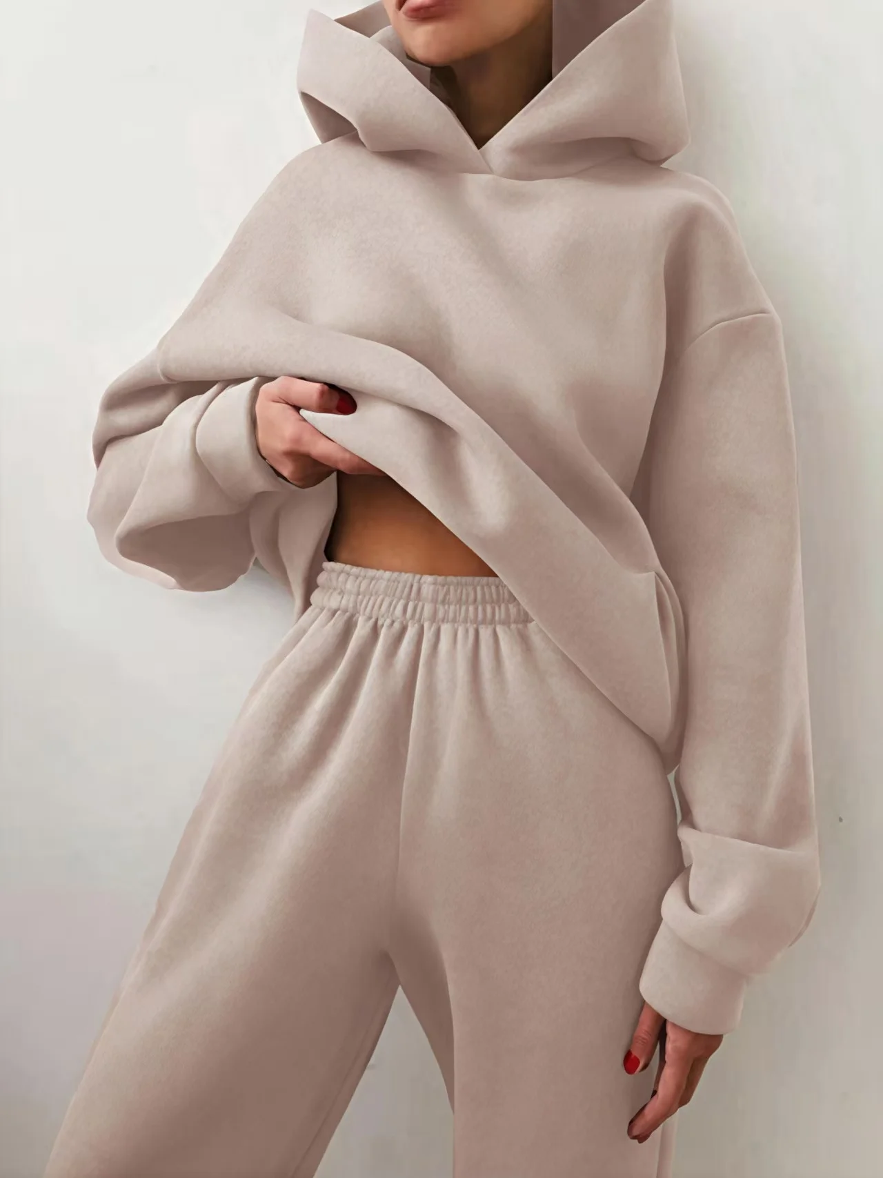 Women's Adjustable Strap Plain Daily Going Out Two-Piece Set Beige Casual Spring/Fall Top With Pants Matching Set