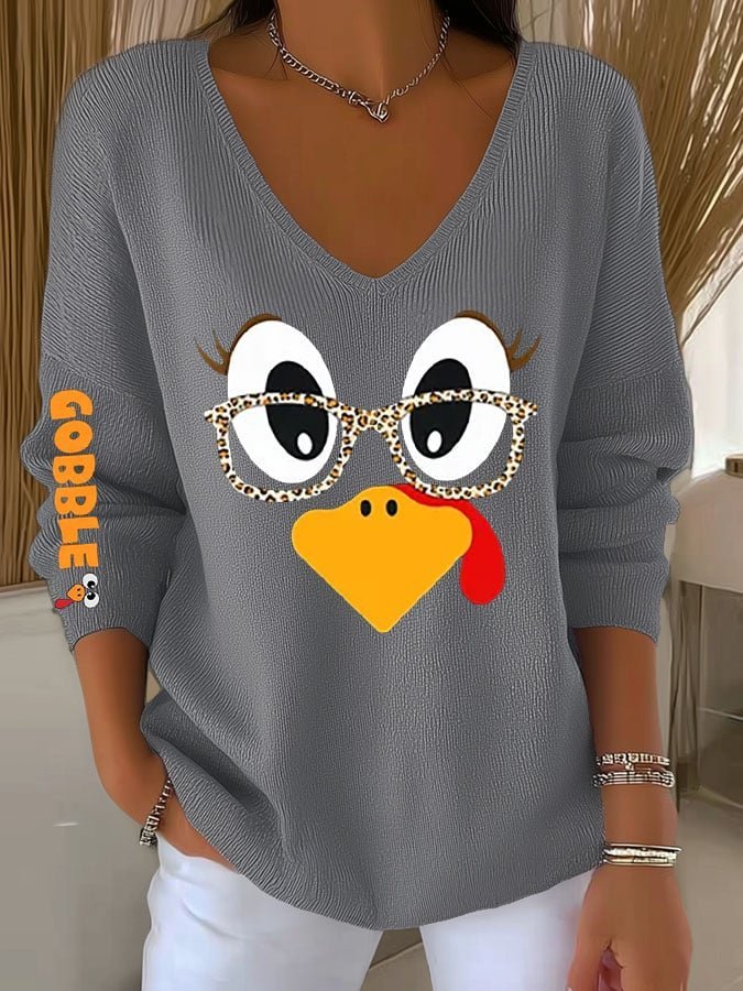 Women's Gobble Casual V Neck T-Shirt