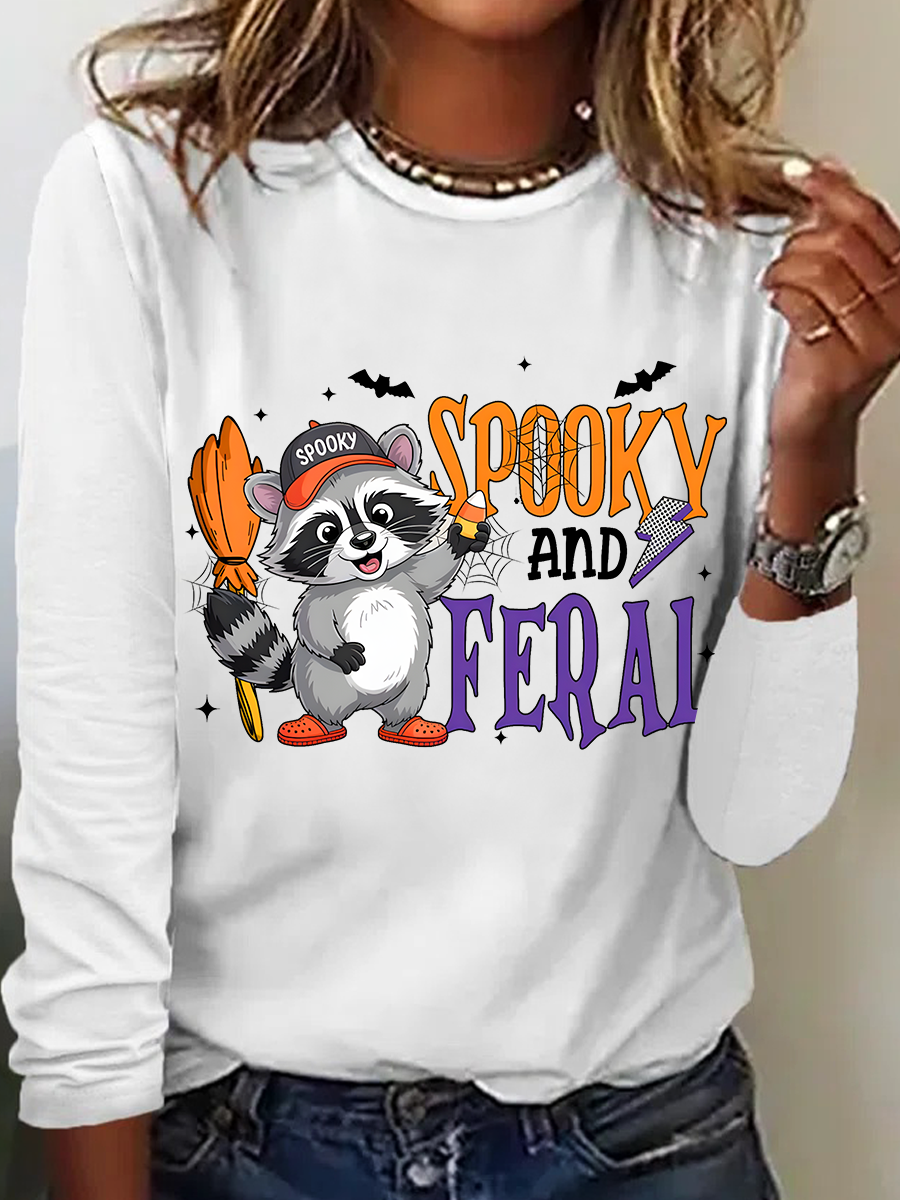 Women's Spooky and Feral Halloween Long Sleeve T-Shirt