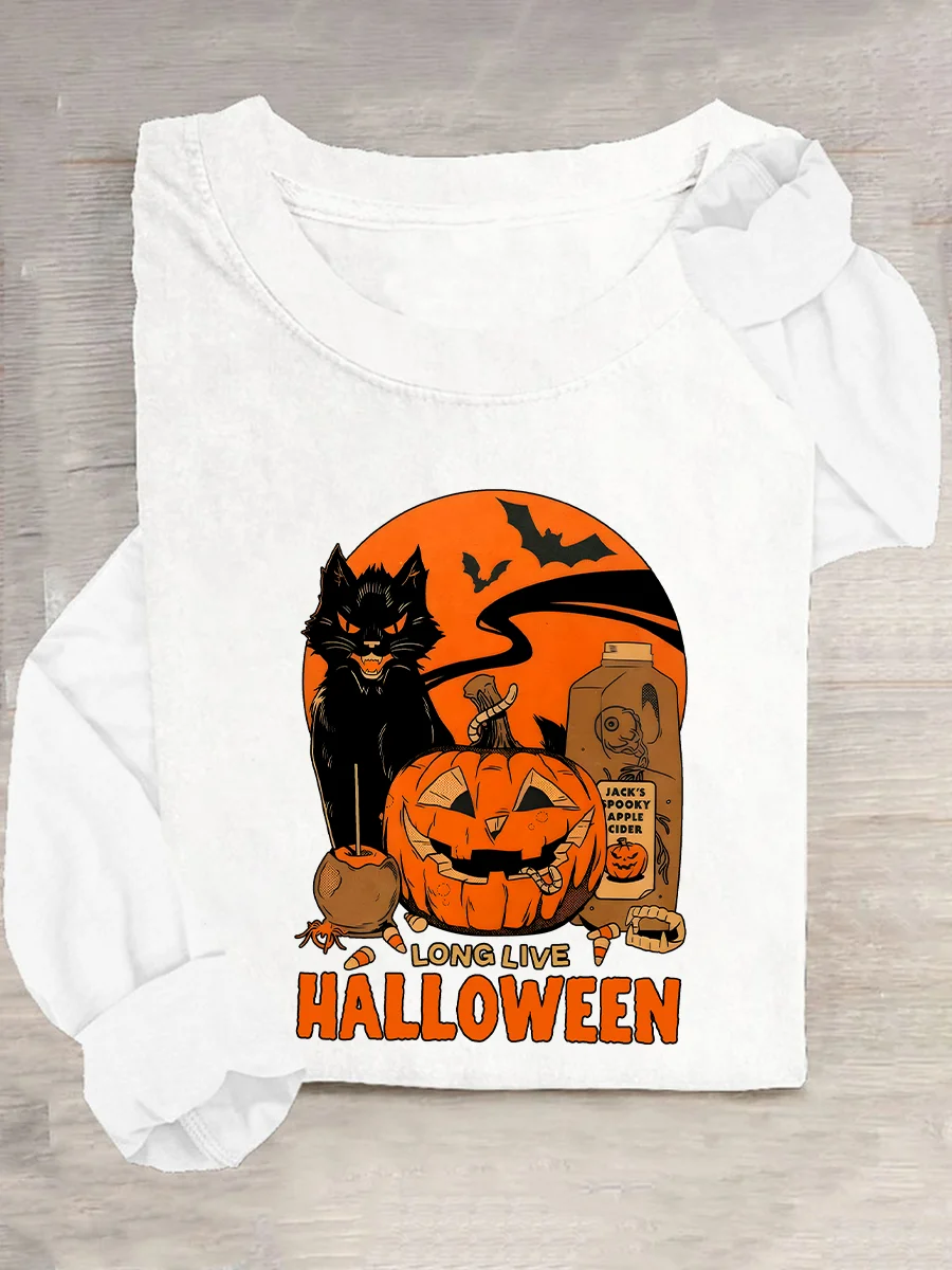 Women's Vintage Halloween Horror Season Long Sleeve T-Shirt