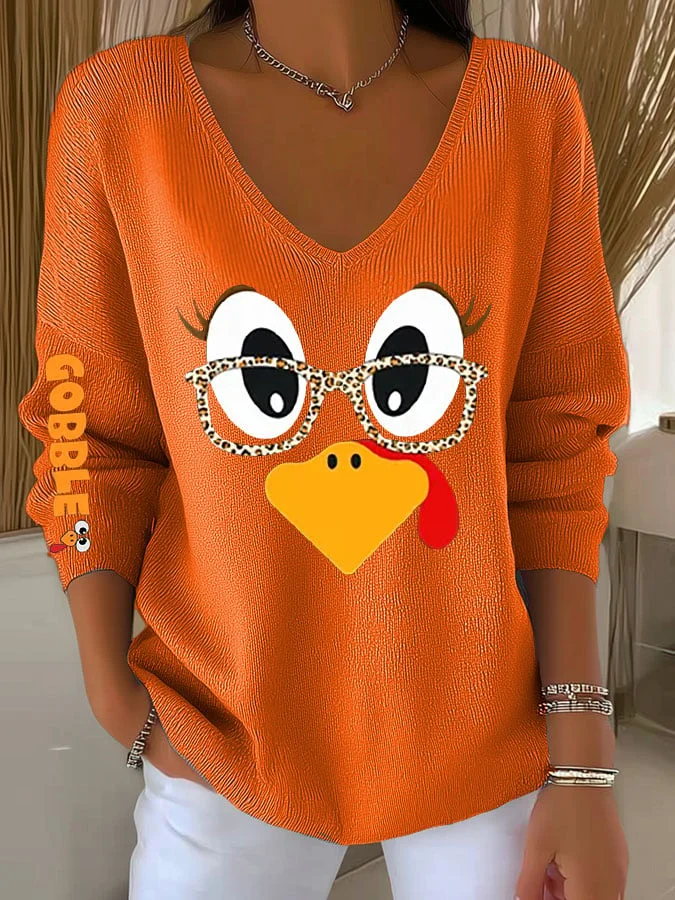 Women's Gobble Casual V Neck T-Shirt