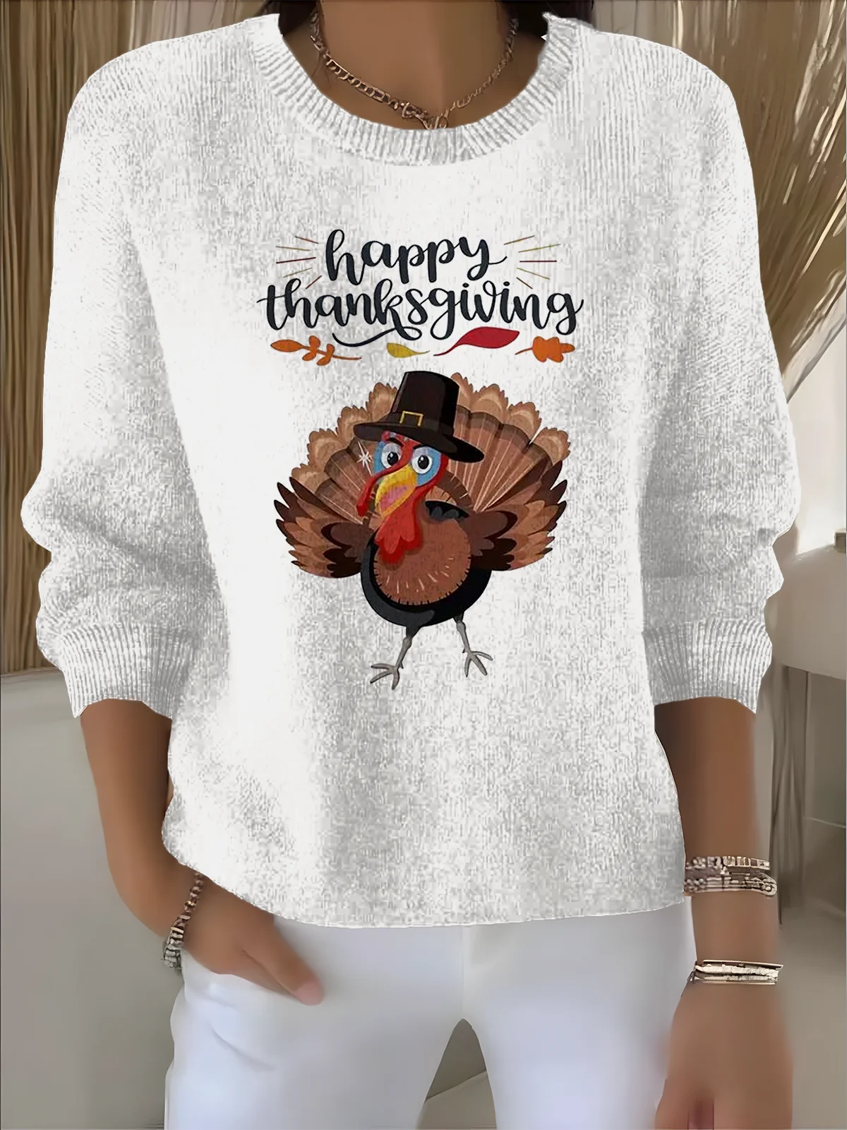 Women's Autumn and Winter Festive Patterned Pullover Tops