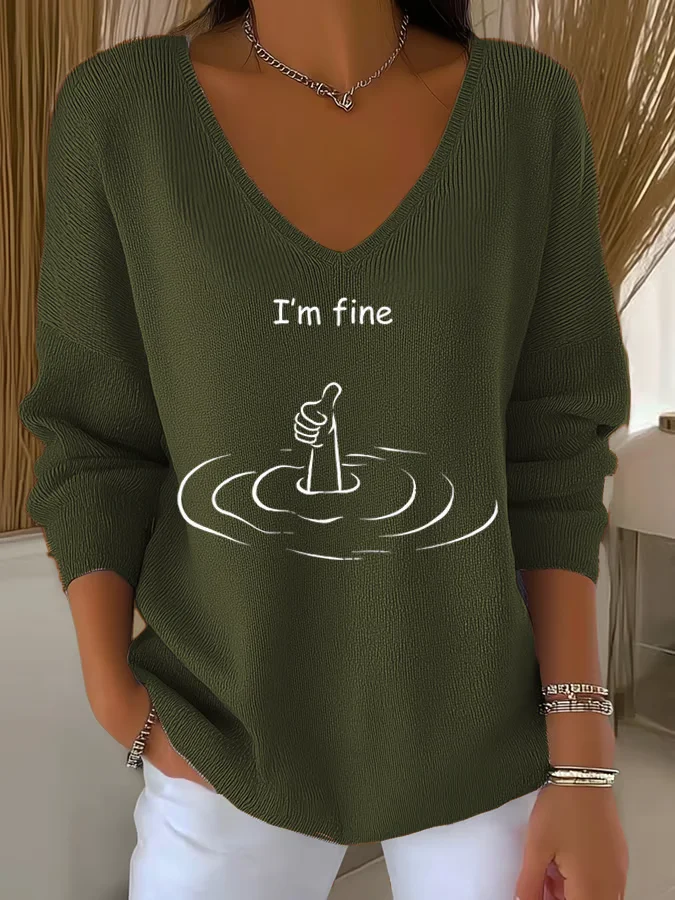 Casual V Neck Regular Fit Sweater