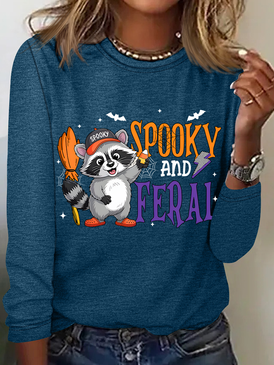 Women's Spooky and Feral Halloween Long Sleeve T-Shirt