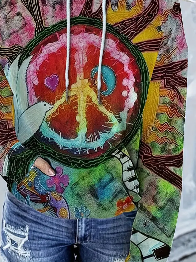 Casual Abstract Hoodie Loose Hoodie