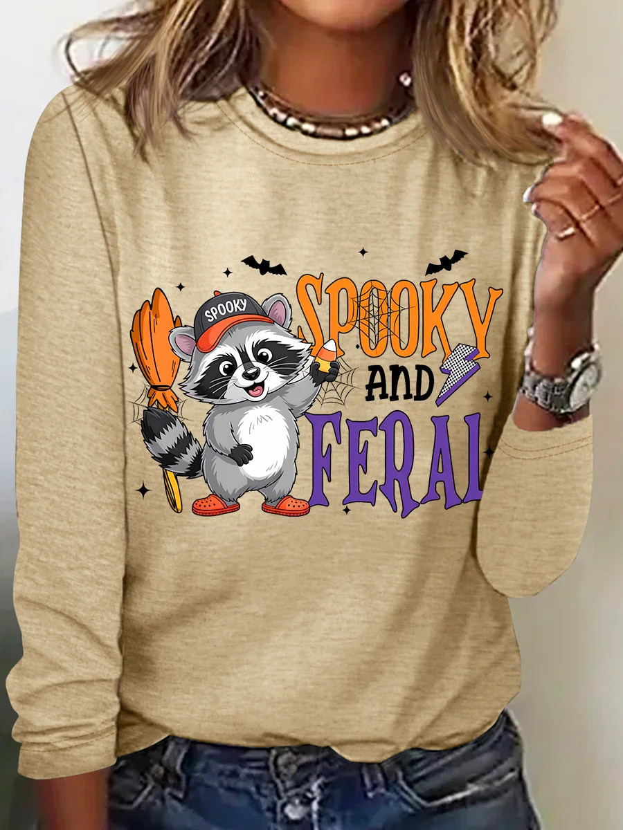 Women's Spooky and Feral Halloween Long Sleeve T-Shirt