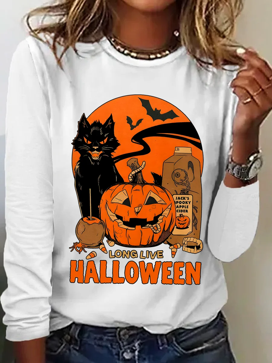 Women's Vintage Halloween Horror Season Long Sleeve T-Shirt