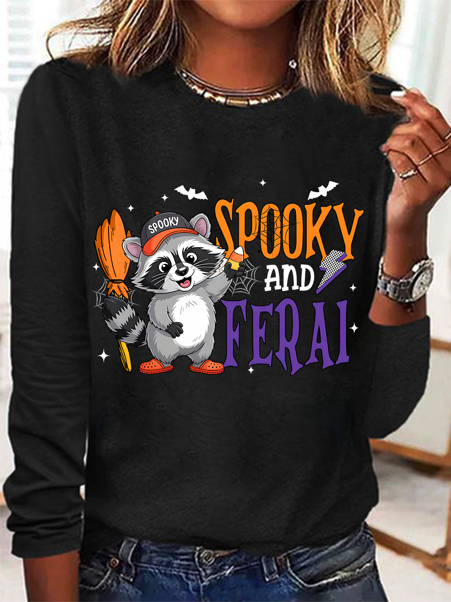 Women's Spooky and Feral Halloween Long Sleeve T-Shirt